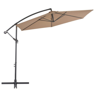 Umbrelă suspendată cu stâlp din aluminiu - 300 cm - gri taupe