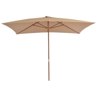 Umbrelă de soare - exterior - stâlp lemn - 200x300 cm - gri taupe