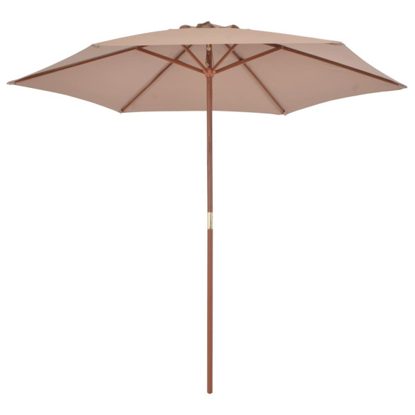 Umbrelă de soare de exterior cu stâlp din lemn - taupe - 270 cm