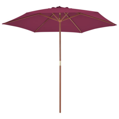 Umbrelă de soare de exterior - stâlp lemn - roșu bordo - 270 cm