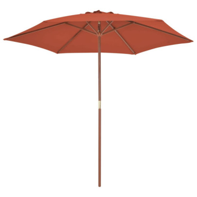 Umbrelă de soare de exterior - stâlp din lemn - cărămiziu - 270 cm