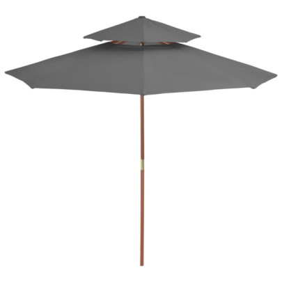 Umbrelă de soare dublă - stâlp din lemn - 270 cm - antracit