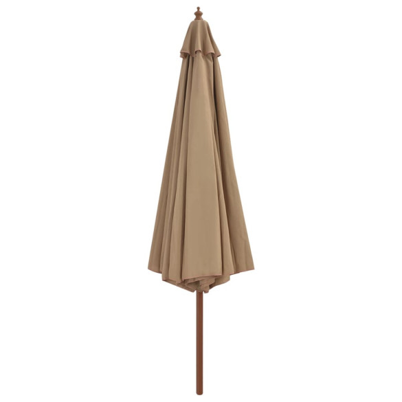 Umbrelă de soare de exterior - stâlp din lemn - gri taupe - 350 cm