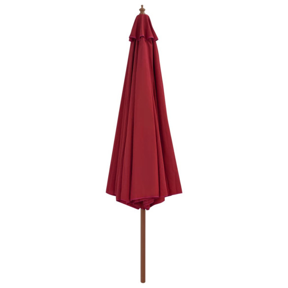 Umbrelă de soare de exterior cu stâlp din lemn - vișiniu - 350 cm