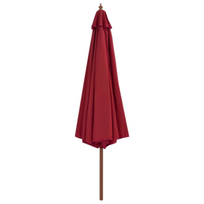 Umbrelă de soare de exterior cu stâlp din lemn - vișiniu - 350 cm