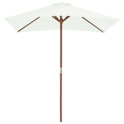 Umbrelă de soare - exterior - stâlp lemn - 150x200 cm - nisipiu