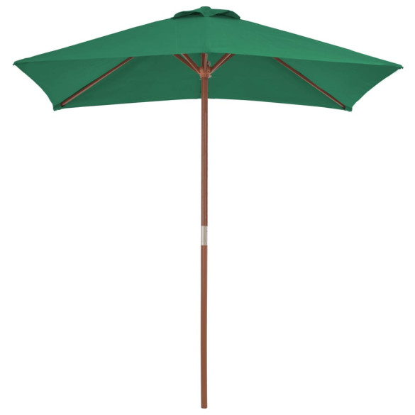 Umbrelă de soare - exterior - stâlp lemn - 150x200 cm - verde