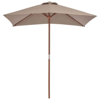 Umbrelă de soare - exterior - stâlp lemn - 150x200 cm - gri taupe