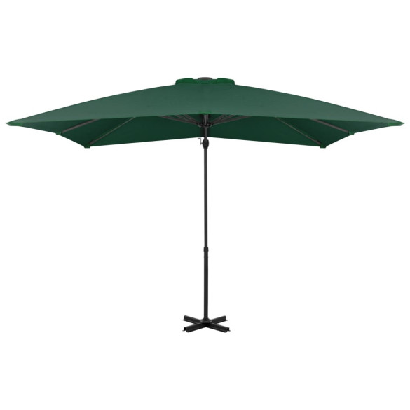 Umbrelă suspendată cu stâlp din aluminiu - verde - 250x250 cm