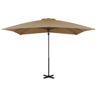 Umbrelă suspendată cu stâlp din aluminiu taupe 250x250 cm