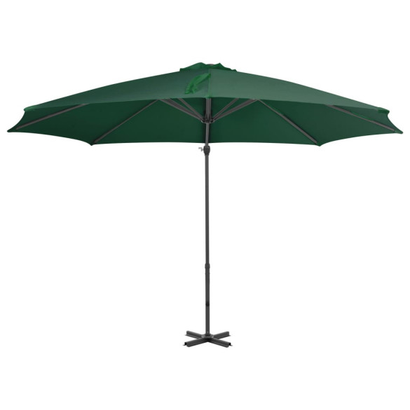 Umbrelă suspendată cu stâlp din aluminiu - verde - 300 cm