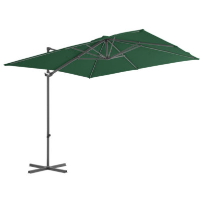 Umbrelă suspendată cu stâlp din oțel - verde - 250 x 250 cm