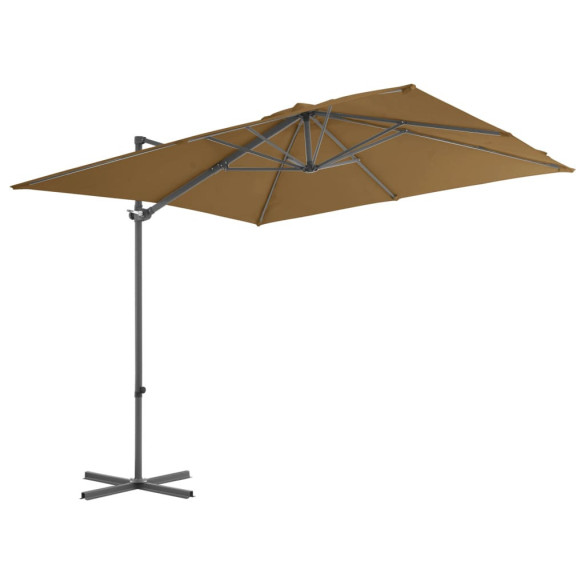 Umbrelă suspendată cu stâlp din oțel - gri taupe - 250 x 250 cm