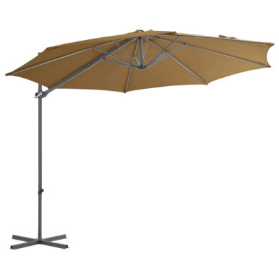 Umbrelă suspendată cu stâlp din oțel - gri taupe - 300 cm