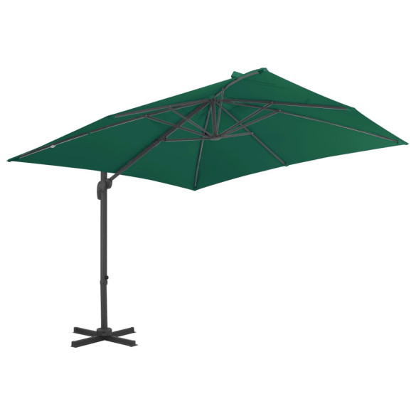 Umbrelă în consolă cu stâlp din aluminiu - verde - 300x300 cm