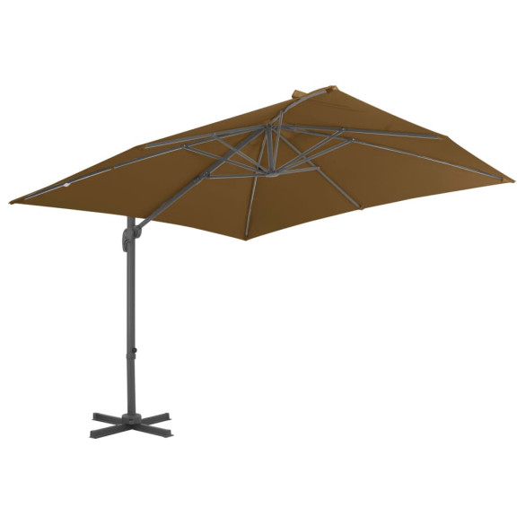 Umbrelă suspendată cu stâlp din aluminiu gri taupe 300x300 cm