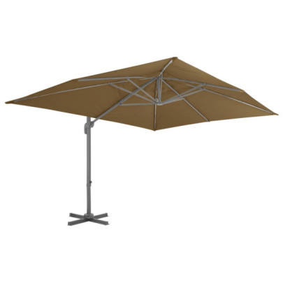 Umbrelă suspendată cu stâlp din aluminiu - taupe - 400x300 cm