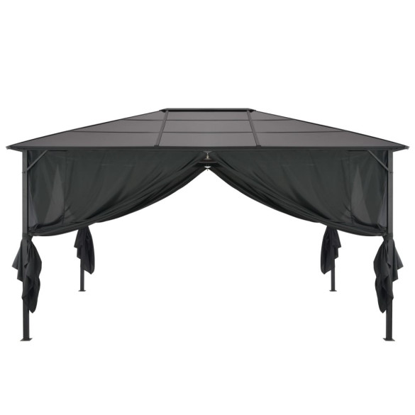 Pavilion cu perdea - negru - 4 x 3 x 2,6 m - aluminiu