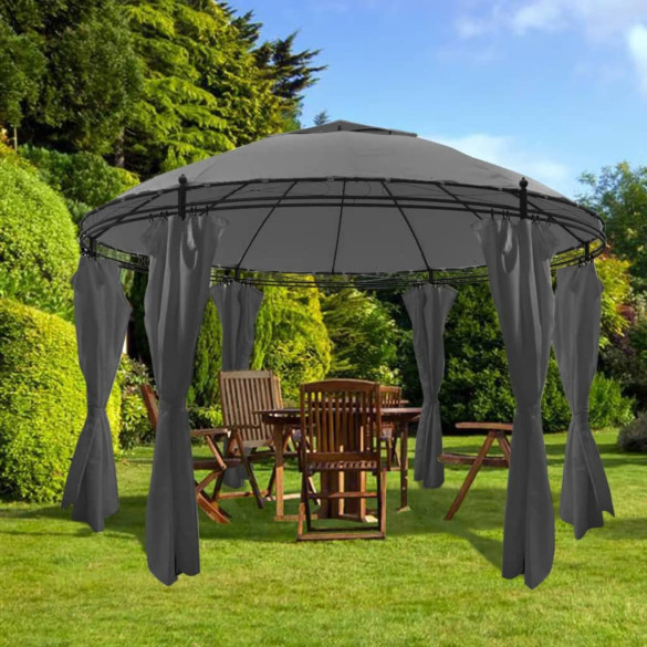 Pavilion cu perdele - antracit - 3,5 x 2,7 m - rotund