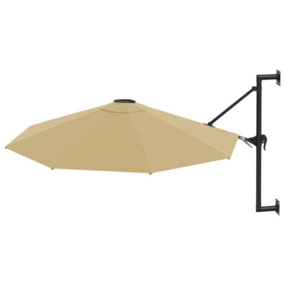 Umbrelă soare montaj pe perete tijă metalică gri taupe 300 cm