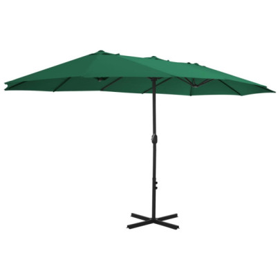 Umbrelă de soare de exterior - stâlp aluminiu - verde - 460x270 cm