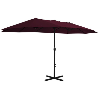 Umbrelă soare exterior - stâlp aluminiu - roșu bordo - 460x270 cm