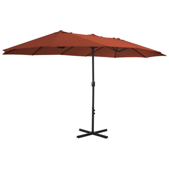 Umbrelă de soare exterior stâlp aluminiu - cărămiziu - 460x270 cm