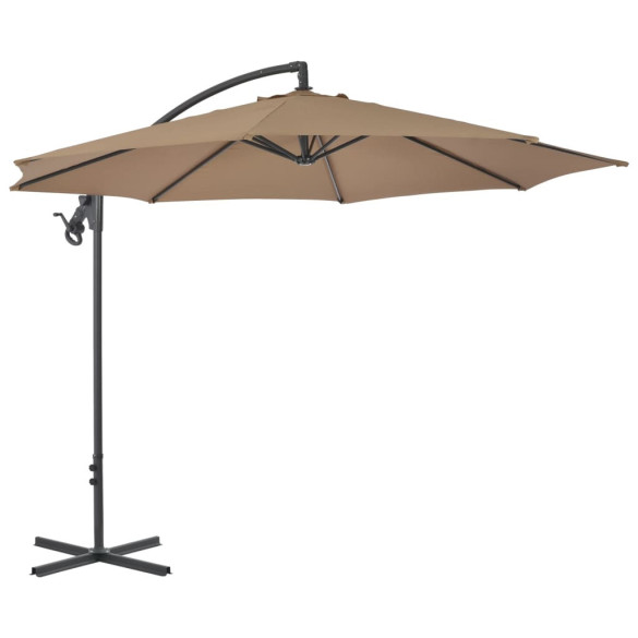 Umbrelă suspendată cu stâlp din oțel - gri taupe - 300 cm