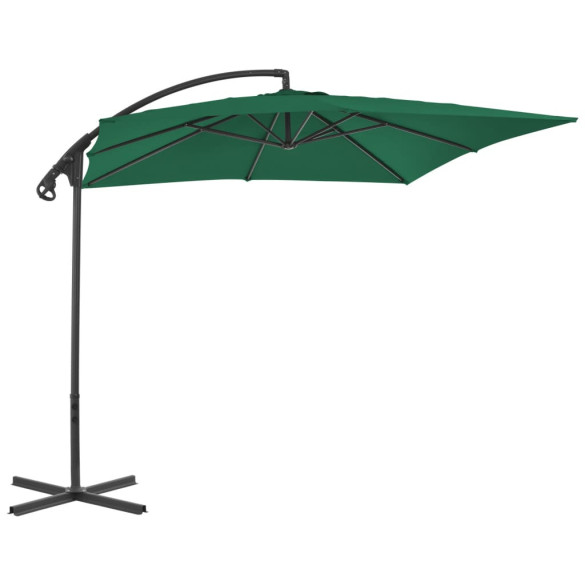 Umbrelă suspendată cu stâlp din oțel - verde - 250 x 250 cm