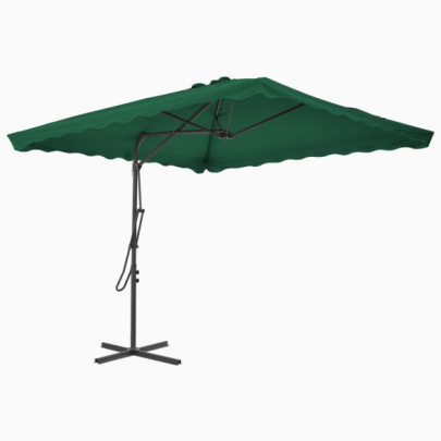 Umbrelă de soare de exterior - stâlp din oțel - verde - 250x250 cm