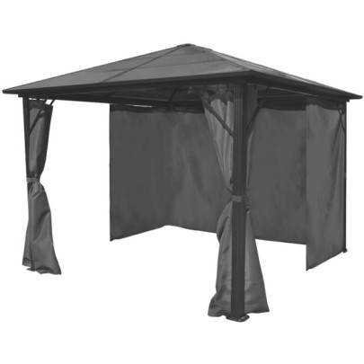 Pavilion cu perdea - antracit - 300 x 300 cm - aluminiu