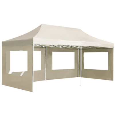 Cort de petrecere pliabil cu pereți - crem - 6 x 3 m - aluminiu