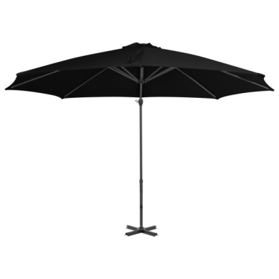 Umbrelă suspendată cu stâlp din aluminiu - negru - 300 cm