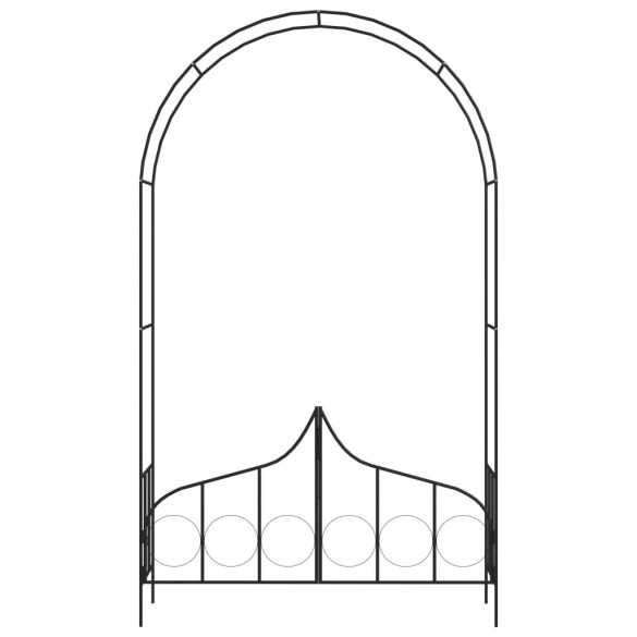 Arcadă de grădină cu poartă - negru - 138 x 40 x 238 cm - fier