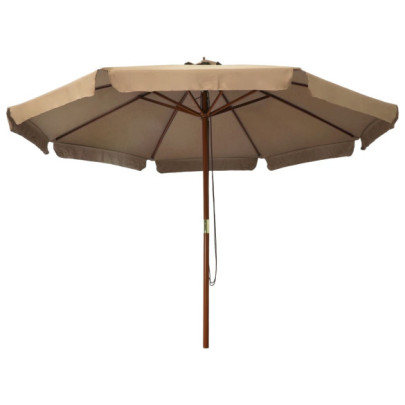 Umbrelă de soare de exterior - stâlp din lemn - gri taupe - 330 cm