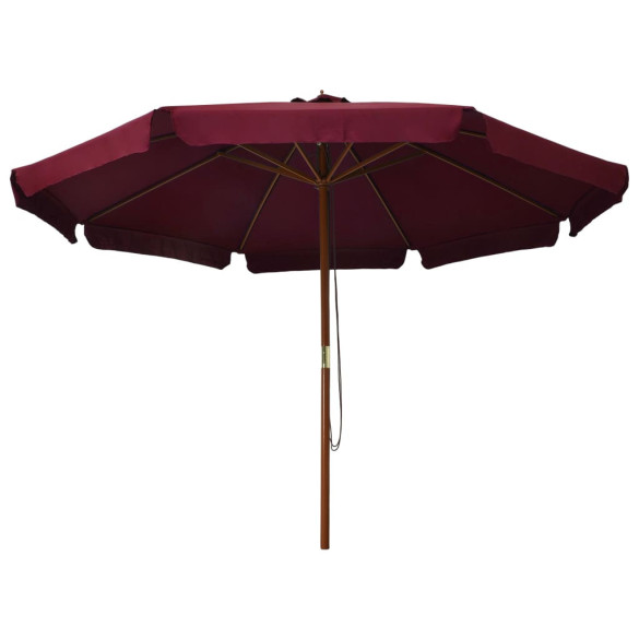 Umbrelă de soare de exterior - stâlp lemn - roșu burgund - 330 cm