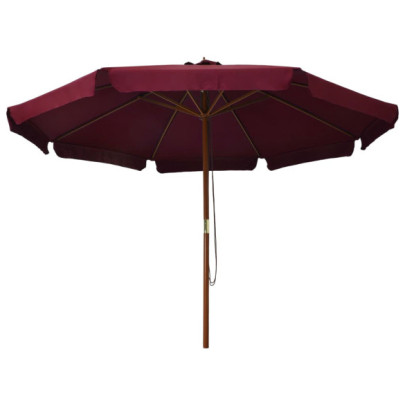 Umbrelă de soare de exterior - stâlp lemn - roșu burgund - 330 cm