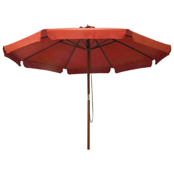 Umbrelă de soare de exterior - stâlp lemn - cărămiziu - 330 cm