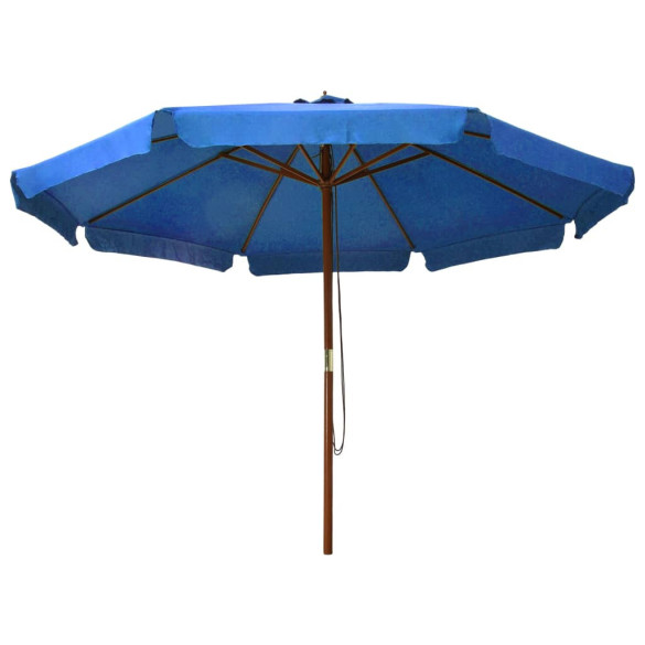 Umbrelă de soare de exterior - stâlp lemn - azuriu - 330 cm