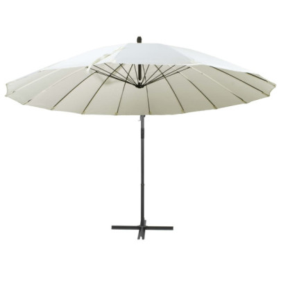 Umbrelă de soare suspendată - alb - 3 m - stâlp de aluminiu