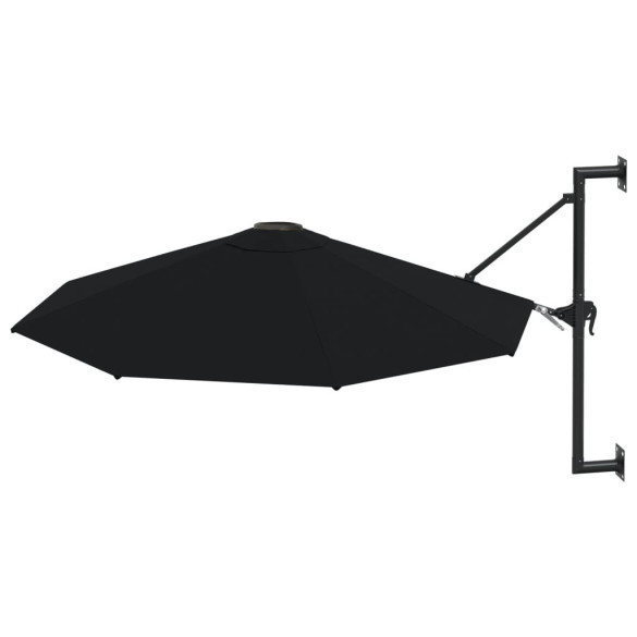 Umbrelă de soare de perete cu stâlp metalic - negru - 300 cm