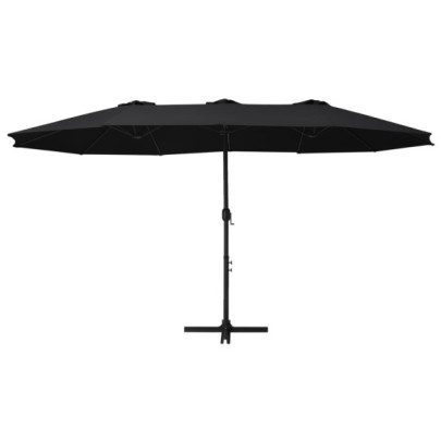 Umbrelă de soare exterior cu stâlp aluminiu - negru - 460x270 cm