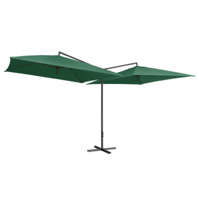 Umbrelă de soare dublă - stâlp din oțel - verde - 250 x 250 cm