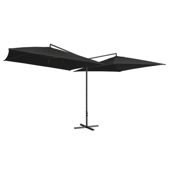 Umbrelă de soare dublă - stâlp din oțel - negru - 250 x 250 cm