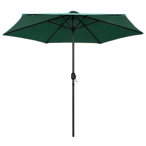 Umbrelă de soare cu LED-uri și stâlp aluminiu - verde - 270 cm