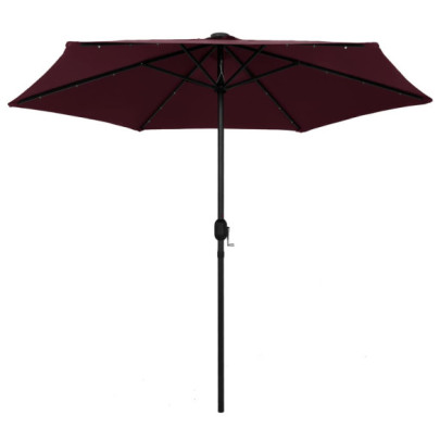 Umbrelă de soare - LED-uri și stâlp aluminiu - bordo - 270 cm