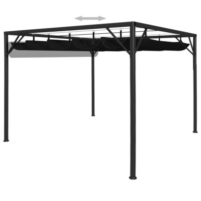 Pavilion de grădină cu acoperiș retractabil - antracit - 3 x 3 m