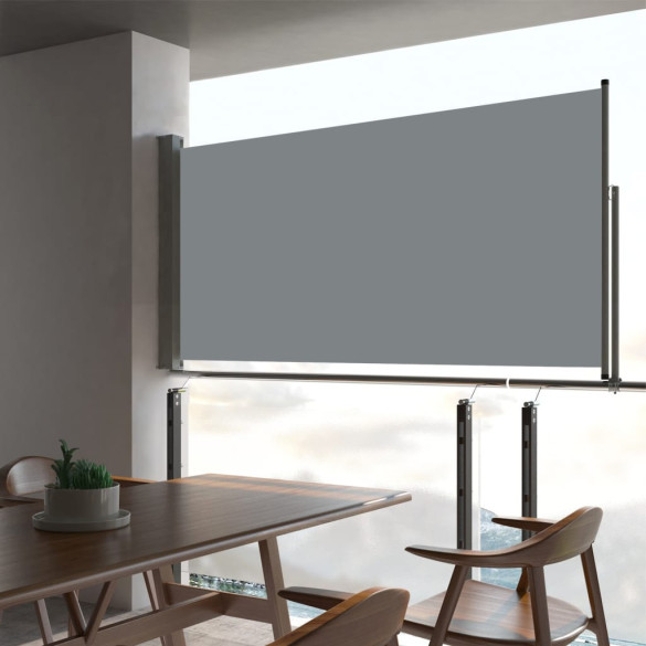 Copertină laterală retractabilă de terasă - gri - 80 x 300 cm