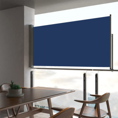 Copertină laterală retractabilă de terasă - albastru - 80x300 cm