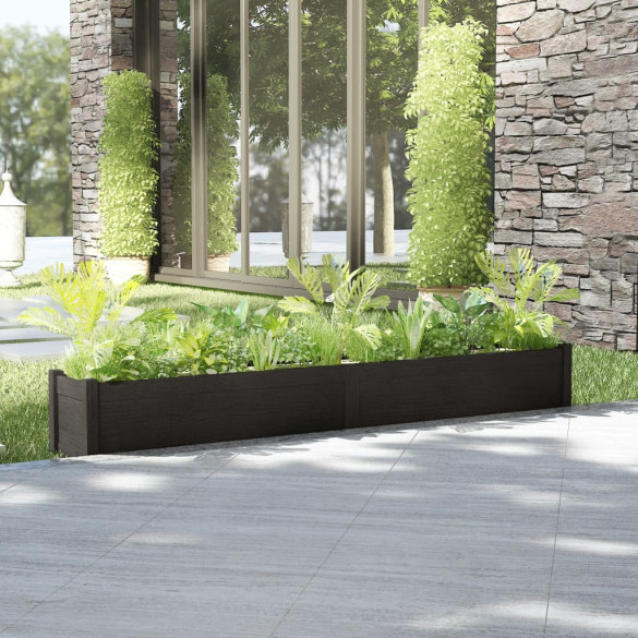 Jardinieră de grădină - negru - 200x31x31 cm - lemn masiv de pin